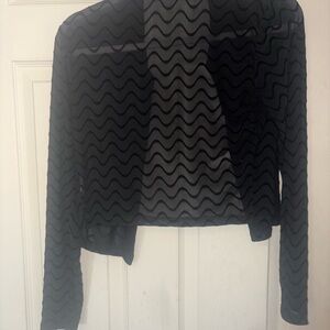 SHEIN Black Sheer Wave Blazer